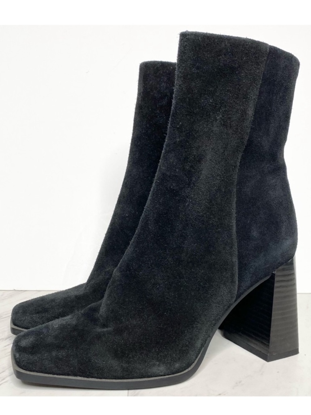 Sam Edelman Ivette Black Suede Square Toe Bootie 6 1/2